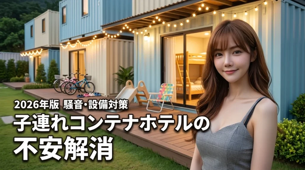 【疑問】コンテナホテルは子連れでも大丈夫？騒音や設備の不安を徹底的に解消（記事のアイキャッチ画像）