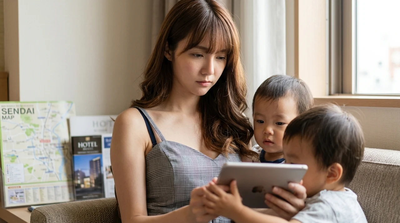 仙台の子連れホテル選びで失敗しないための注意点をイメージした写真風の画像