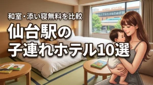 仙台駅周辺で子連れにおすすめのホテル10選！和室や添い寝無料の宿を比較（記事のアイキャッチ画像）