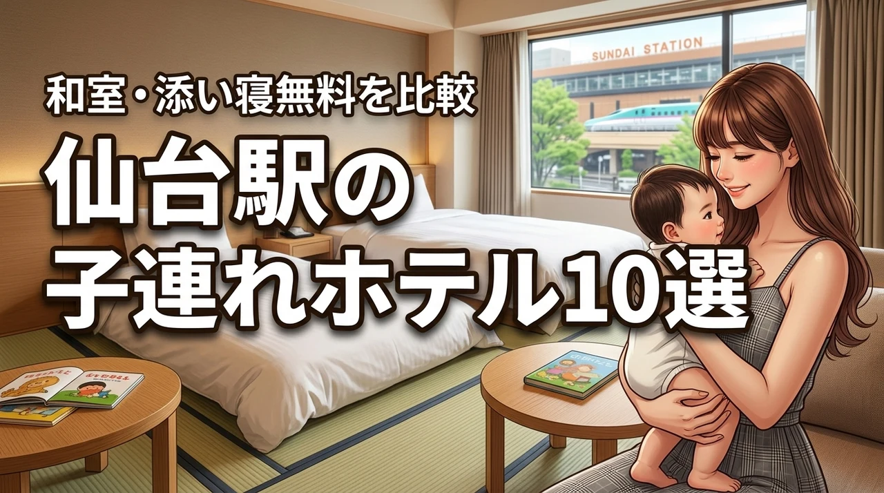 仙台駅周辺で子連れにおすすめのホテル10選！和室や添い寝無料の宿を比較（記事のアイキャッチ画像）